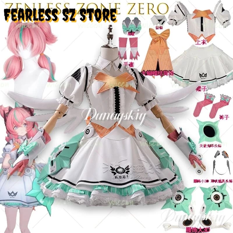 Costume Cosplay Zenless Zone Zero Air Fantasy Angel, Set Sexy Lover with Wig, Outfit for Rocky Games, Halloween Party Clothing