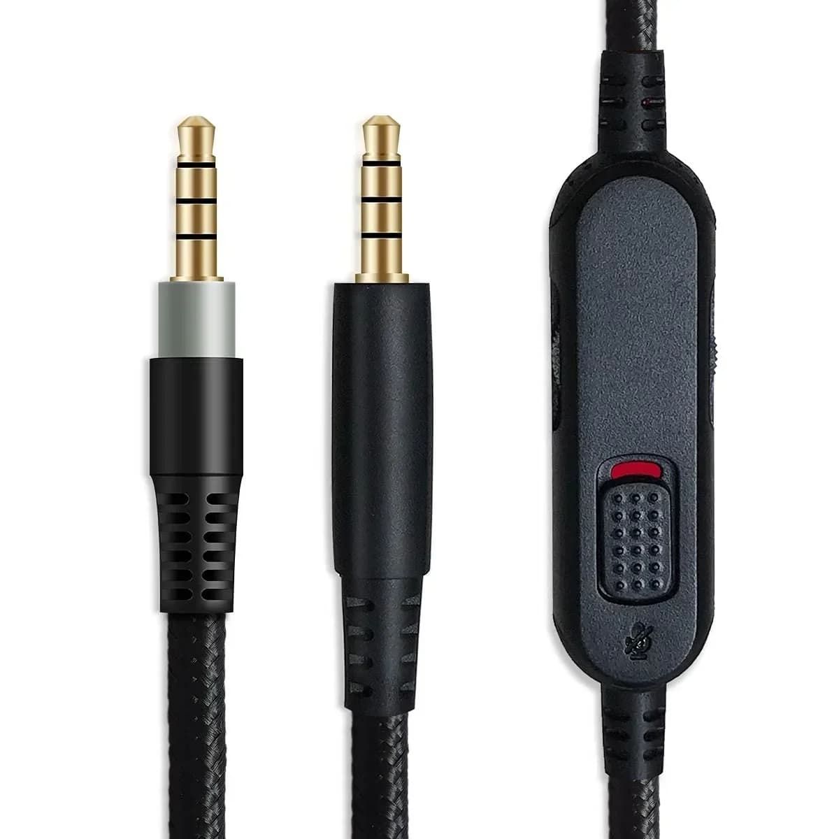 3.5 mm audio cable with integrated volume control and mute, without integrated microphone, suitable for HyperX Cloud Mix and Cloud Alpha gaming headphones