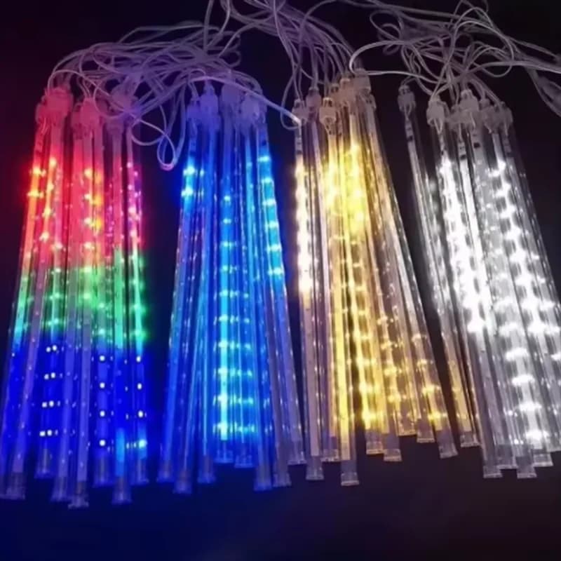 Christmas Tree Decorations 8 Tubes Meteor Shower Rain Led String Lights Street Garlands Ornaments Outdoor Garden Lights String
