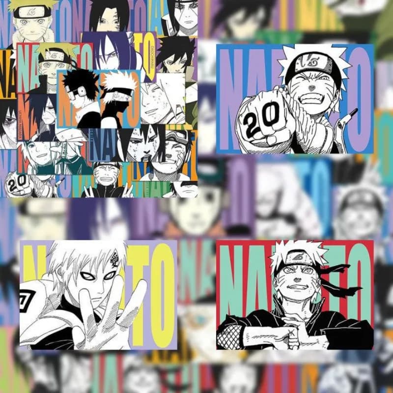 New 48 stickers for anime characters of Naruto Sasuke cartoons, fashionable and fantastic phone cases, DIY decorative stickers for notebooks