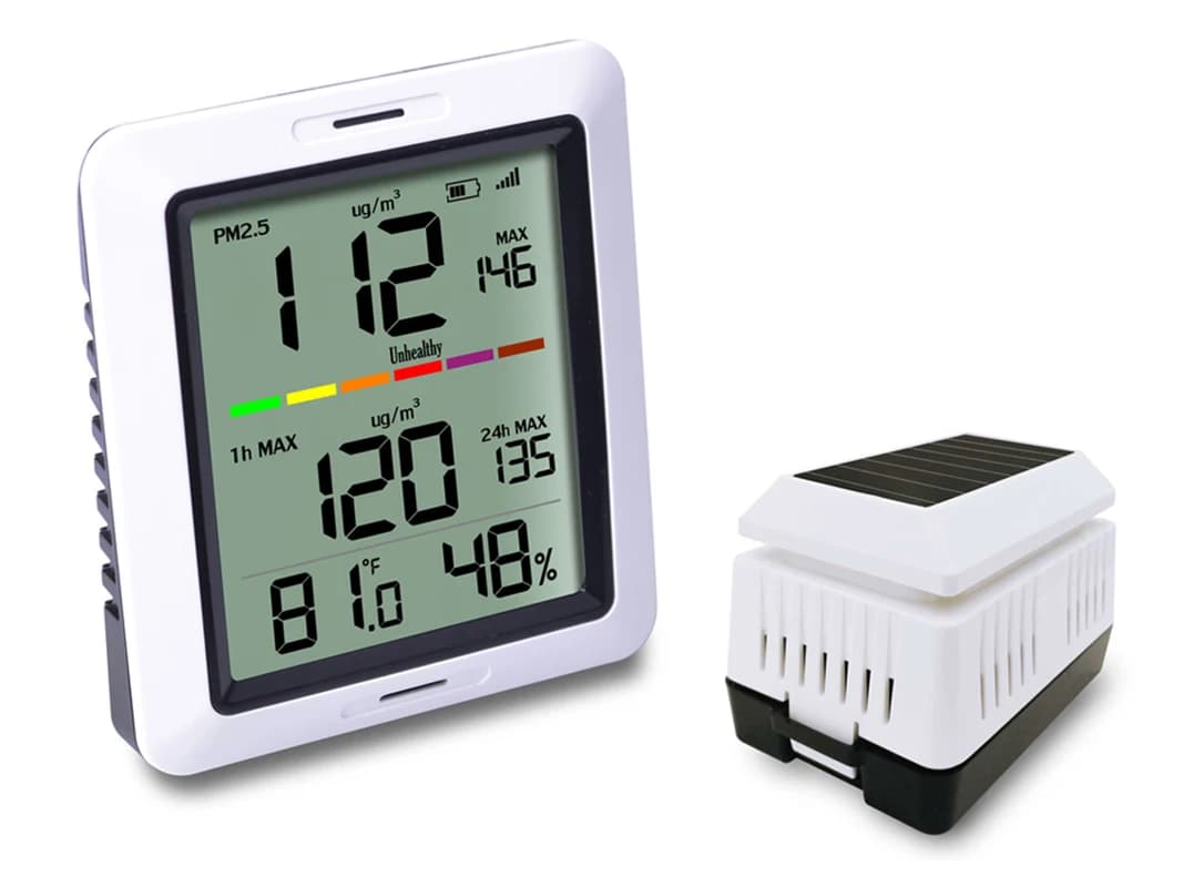 MISOL/1 wireless monitor unit for PM2.5 air quality tester, with internal temperature and humidity, solar energy