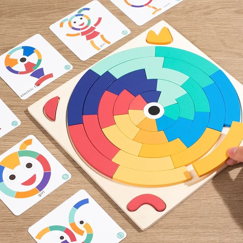 Gioco fai da te Montessori Arcobaleno in legno Blocchi creativi Forma di colore Giocattoli educativi cognitivi Regalo per bambini Bambini