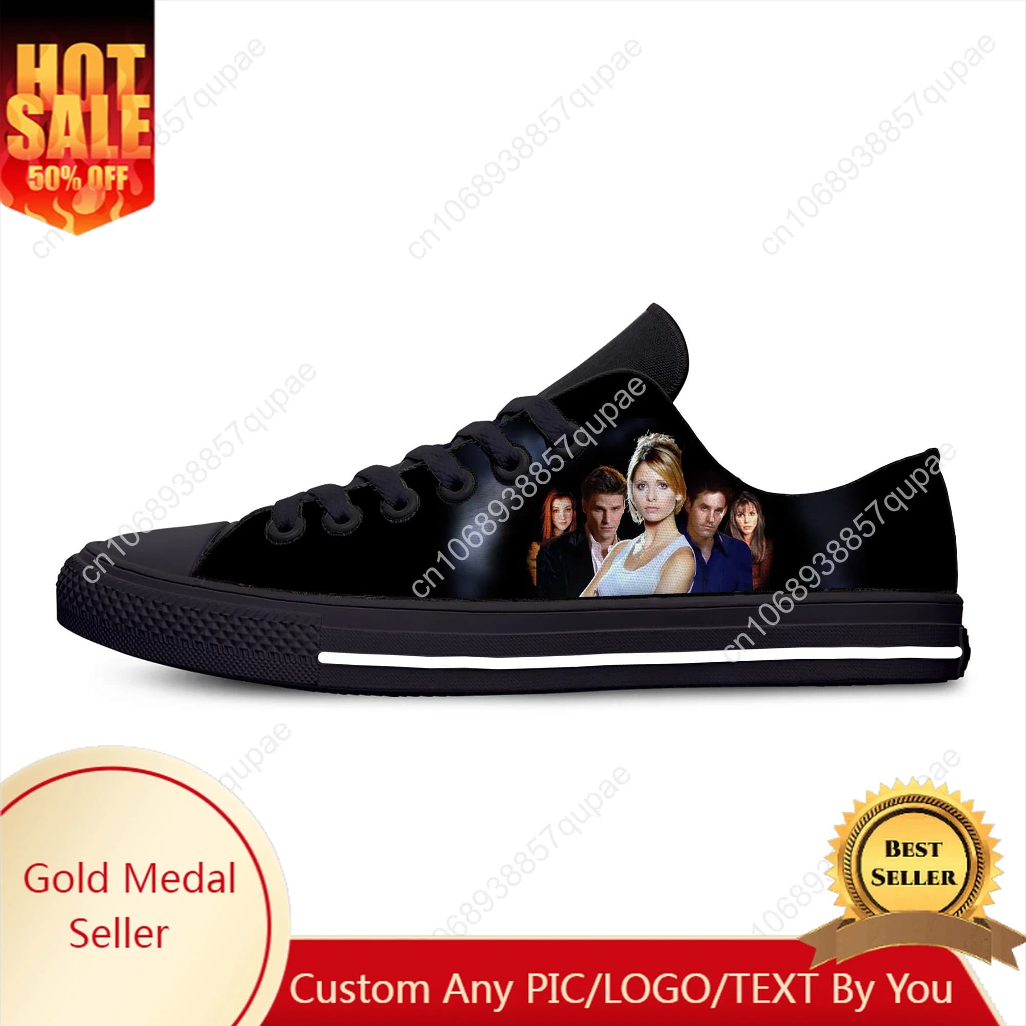 Buffy The Vampire Slayer Anime Cartoon Comic Manga Scarpe casual in stoffa Sneakers basse leggere e traspiranti con stampa 3D per uomo e donna