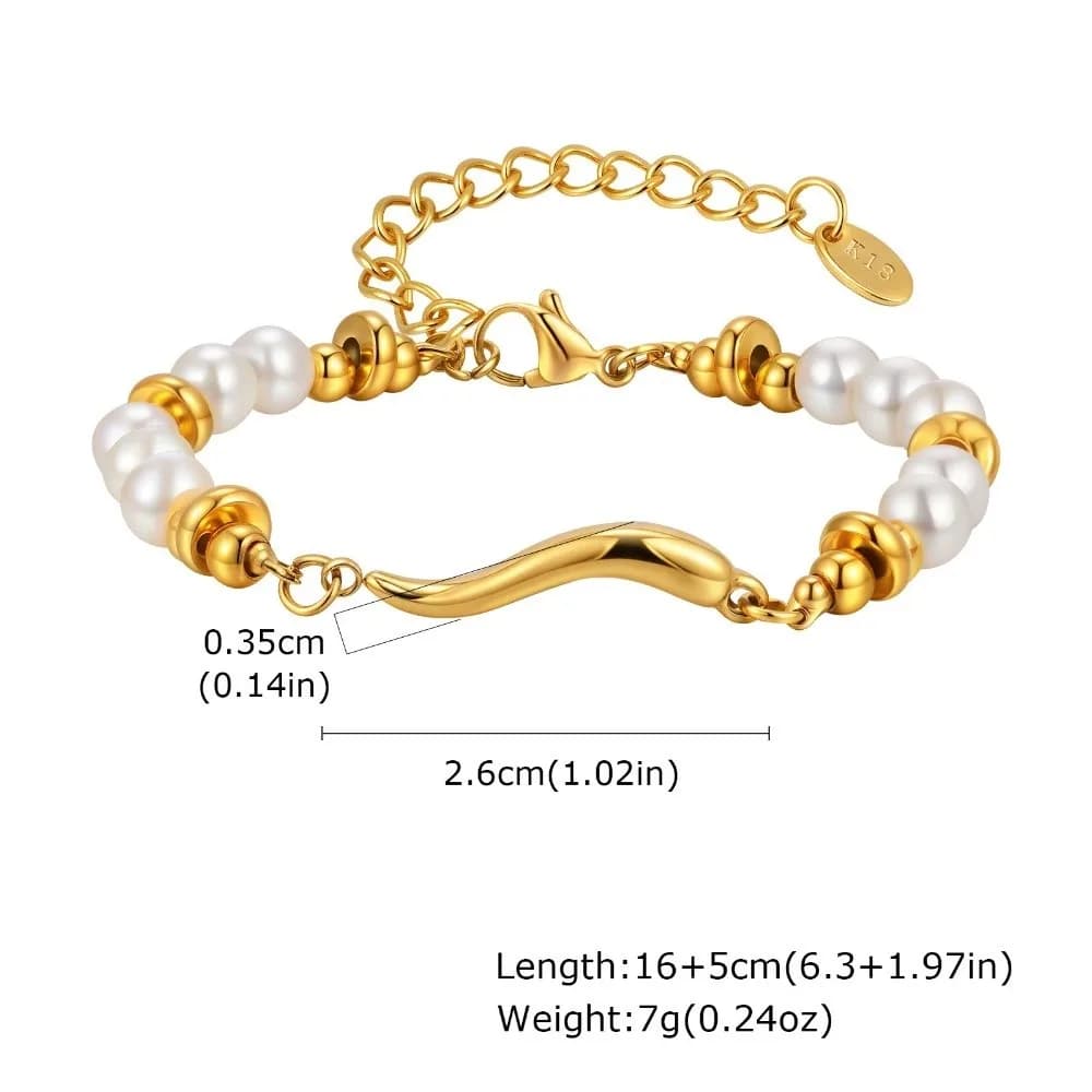 New Imitation Pearl Gold Plated Bracelet Adjustable Clasp Minimalist Pearl Bracelet Elegant Chain Bracelet Women Jewelry