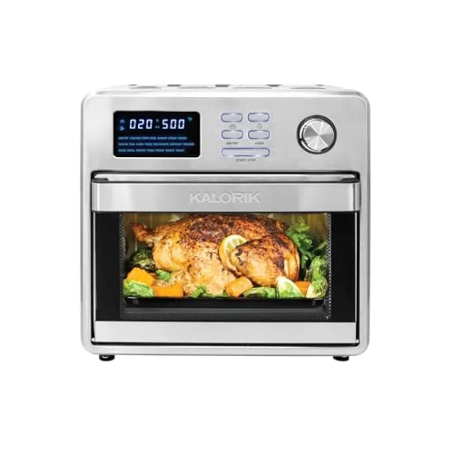 16 litre digital air frying oven in stainless steel for meals of large families High energy efficiency cooking with fast air circulation Te