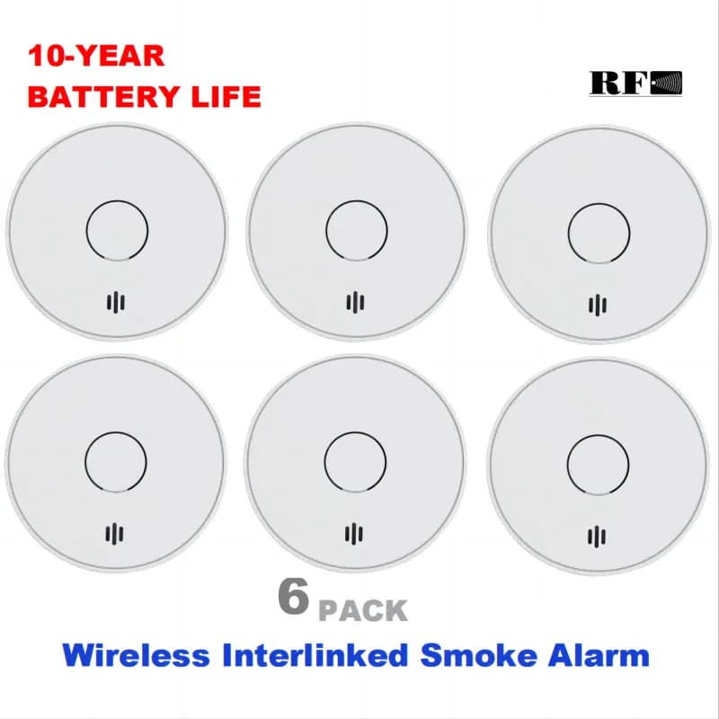 Rilevatore di fumo interconnesso wireless Rilevatore di fumo interconnesso a batteria da 10 anni con indicatore LED e pulsante di silenzio VS02F