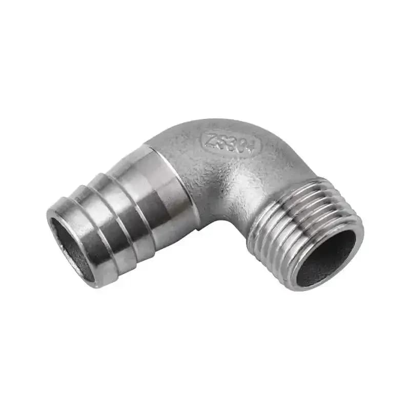 1PCS 304 Stainless Steel 1/2" Male Thread 90° Hose Barb Elbow, Water Hose Quick Connect Fitting for Irrigation