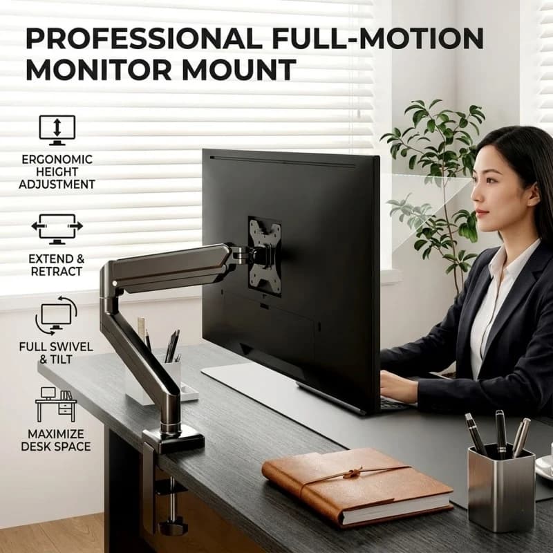 Supporto da scrivania per monitor singolo, staffa universale regolabile fino a 32 pollici, schermo da 19,8 libbre, nero