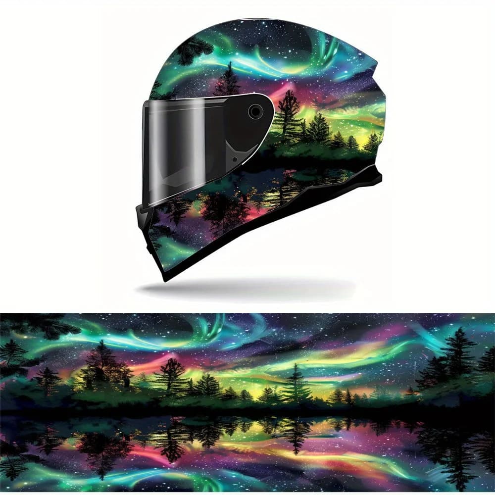 Decalcomanie per casco con abbaglianti grafica a tema Aurora, adesivi grafici per casco da motociclista in vinile, isolamento termico, protezione solare, fu