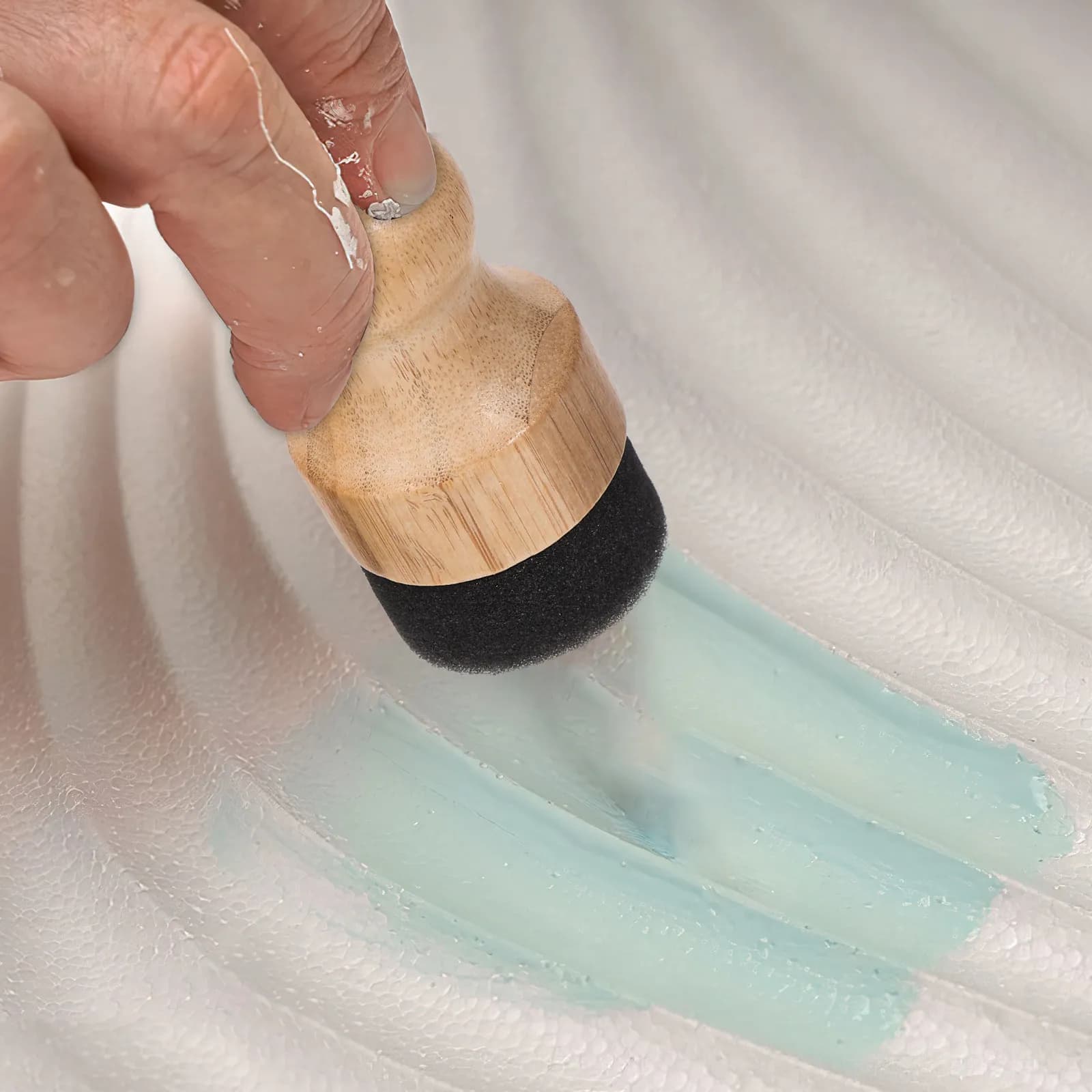 2Pcs Oil Wax Applicator Sponge Head Ergonomic Brush for Cutting Boards Wooden Utensils Bamboo Surfaces Mineral Oil Treatment