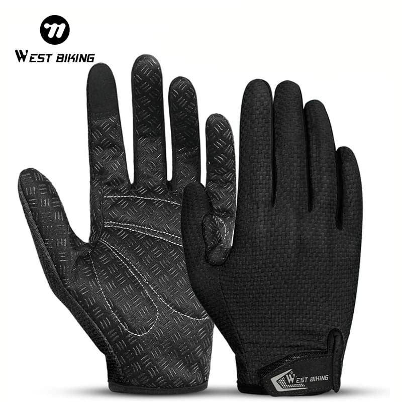 WEST BIKING Touchscreen Cycling Gloves Breathable Anti-slip Shock Absorbing Full Finger for Men Women MTB Road Bike Gloves