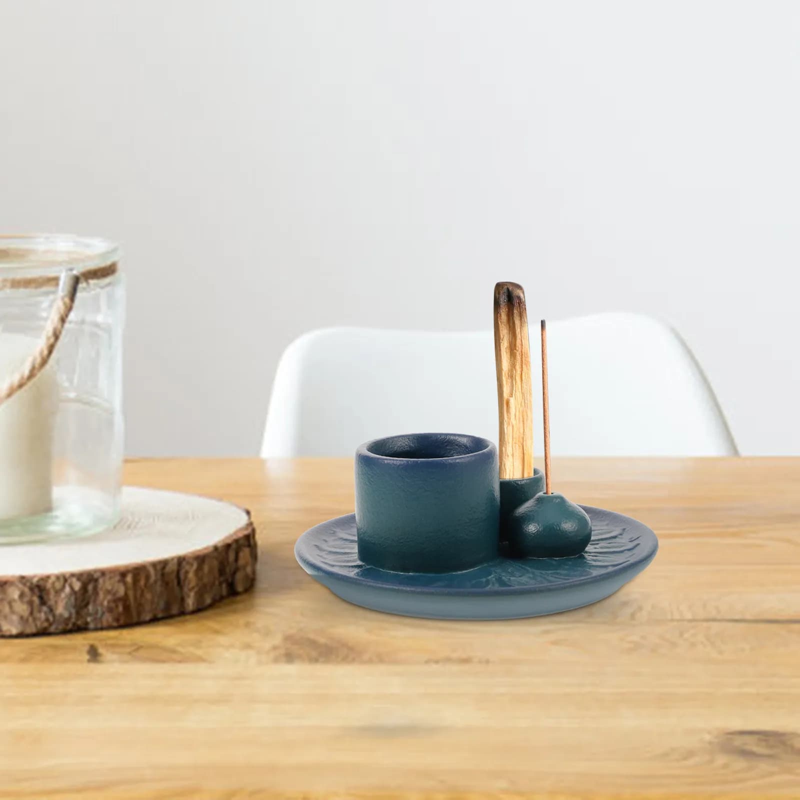 Portaincenso per Salvia Portatile, Bruciatore in Ceramica Stabile, Decorazione da Tavolo, Romantico Purificante, Bruciatore per Bastoncini di Salvia, Aromaterapia, Bastoncini Smudge