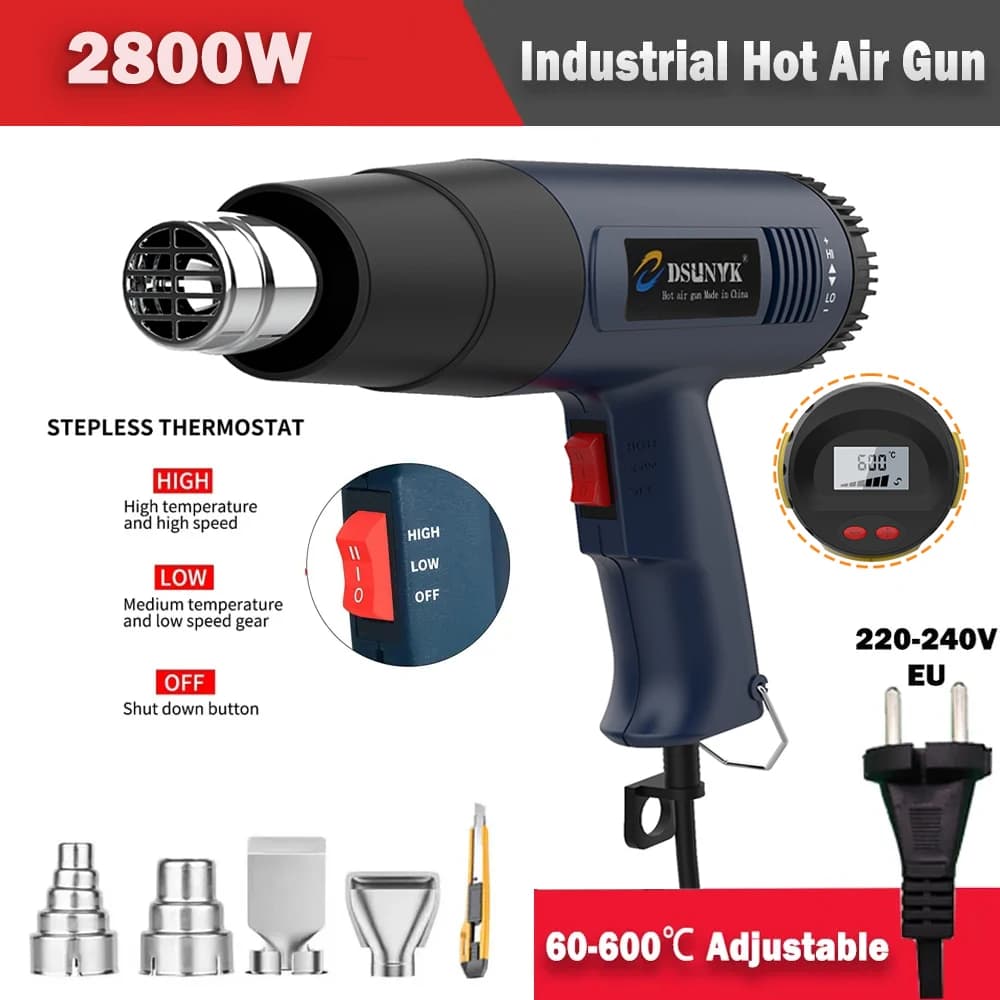 2800W Costruzione Asciugacapelli Termico 220V Pistole Calore Strumento di Saldatura Temperatura Regolabile Revair Asciugacapelli Restringimento Strumenti di Avvolgimento