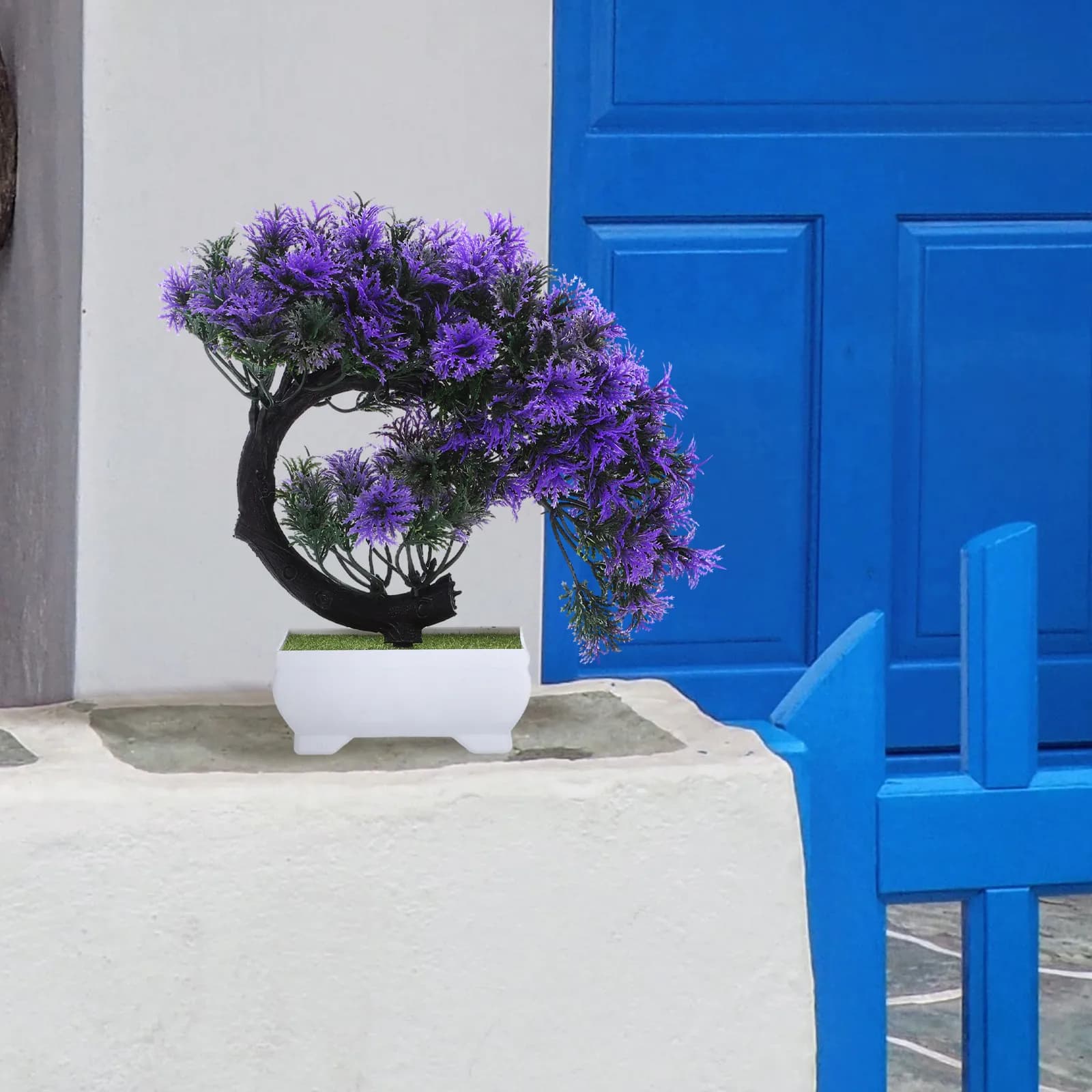 Artificial Potted Tree Emulated Plastic PP Material Lifelike Bonsai Decoration for Home Office Desktop Indoor Green Plant