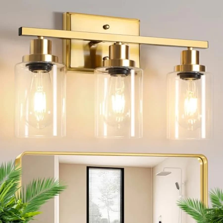 Applique da parete per bagno con paralume in vetro trasparente, luci da parete per specchio, cucina, soggiorno, galleria, attacco E26