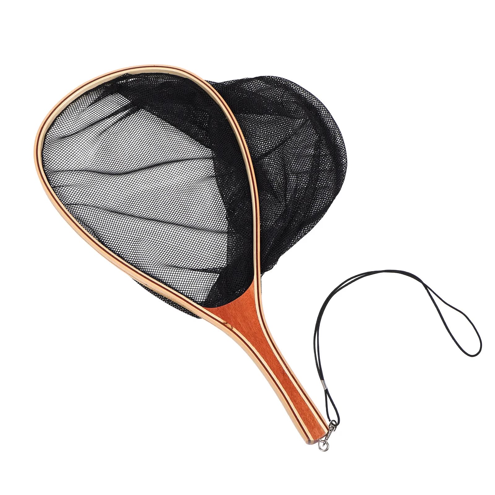 Rete da Pesca Vintage in Legno con Manico in Legno Naturale, Cesto Galleggiante a Rete per Trota, Salmone, Spigola, Fiume, Lago, Kayak, Campeggio
