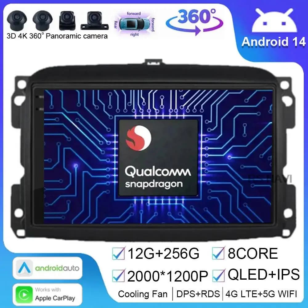 Android 14 per Fiat 500L Egea Doblo 2012 - 2017 lettore Video multimediale autoradio navigazione GPS No 2din 5G Wifi Auto Stereo DSP