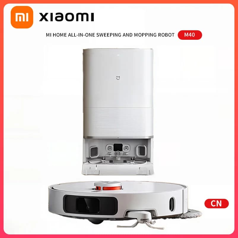 Xiaomi Robot aspirapolvere e scopa M40, navigazione Lidar, base autopulente e svuotamento automatico della polvere, ultra aspirazione 12000 Pa, per peli di animali domestici