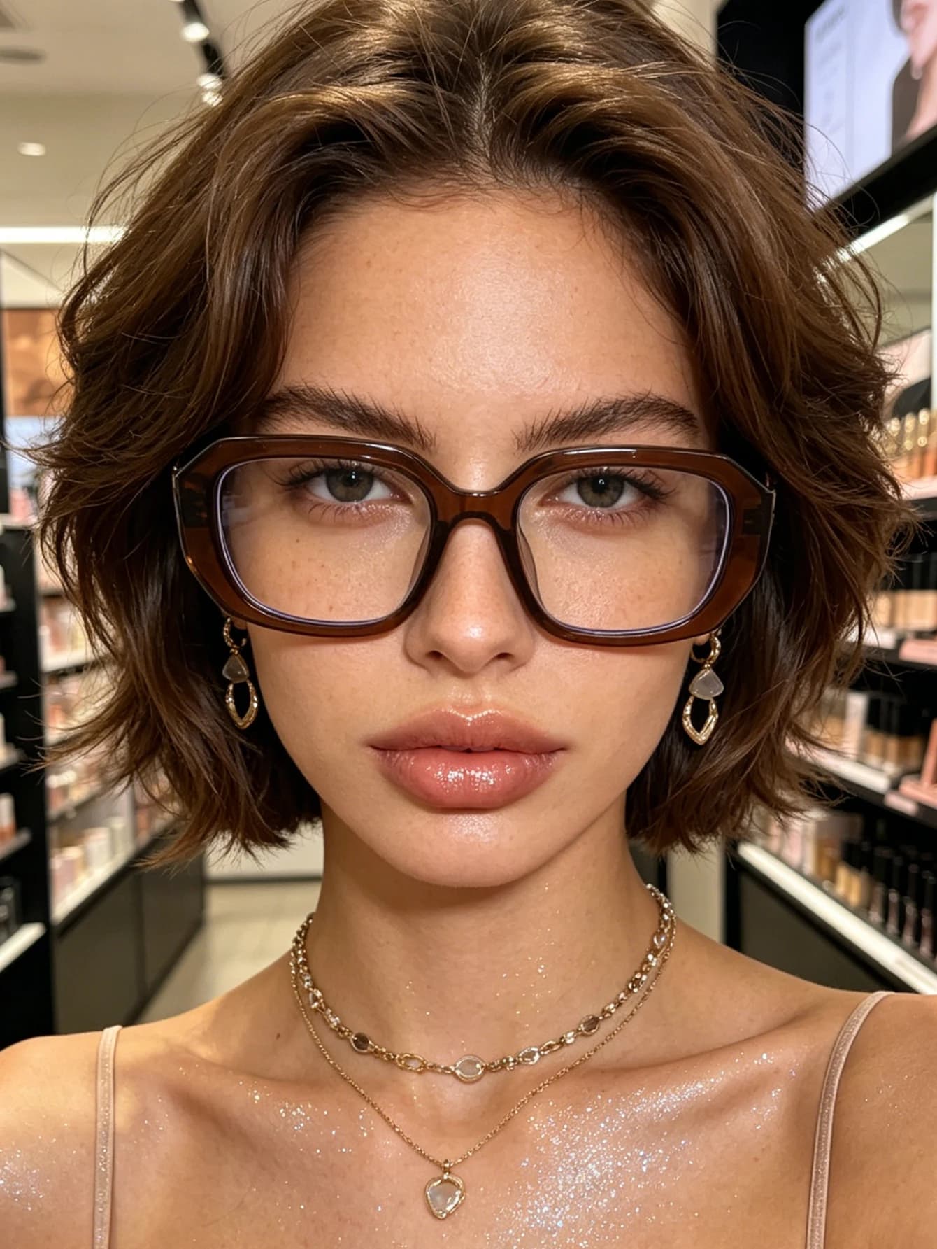 1pc small square frame glasses, personalized special-shaped temples, men and women daily wear single-product fashion glasses