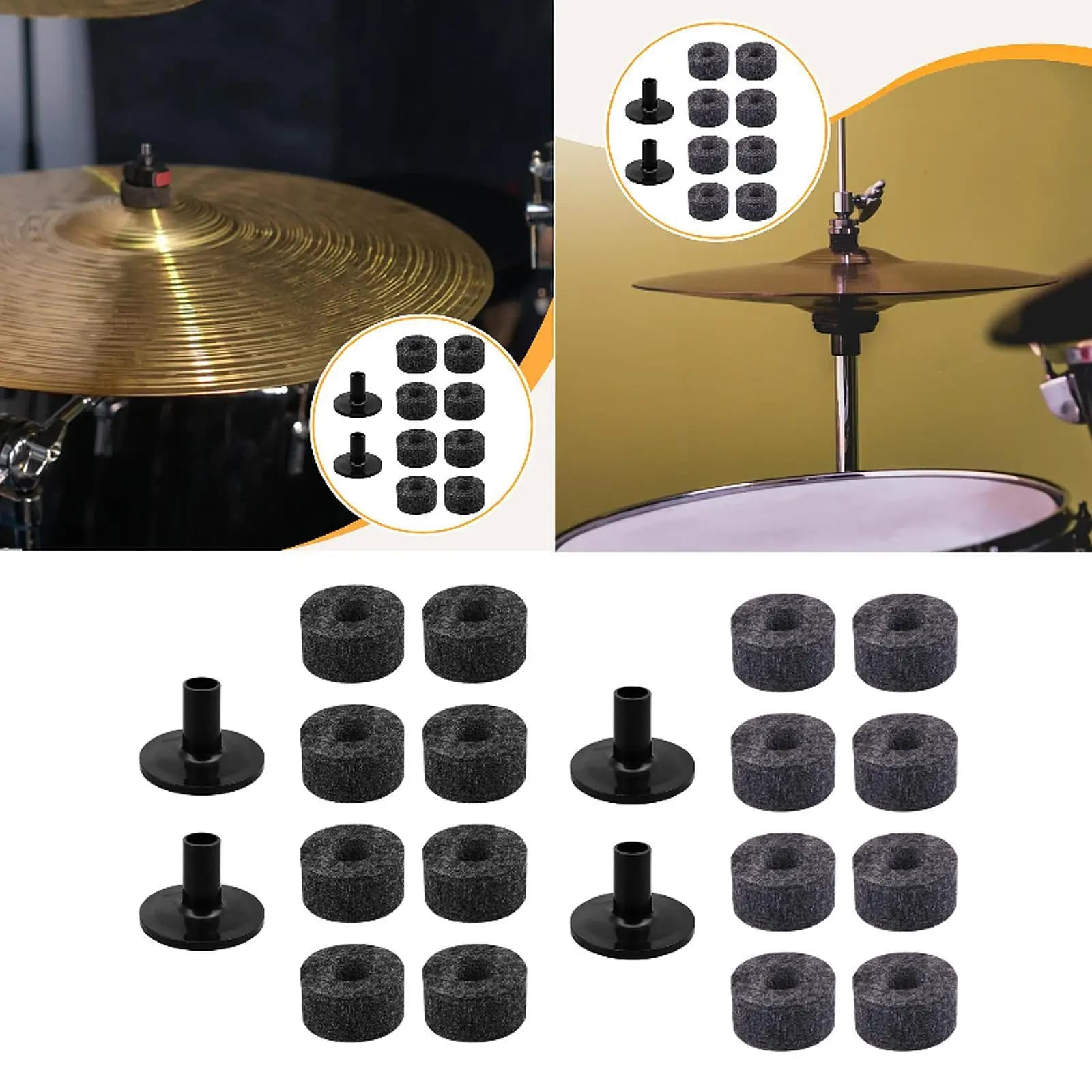 10 Pezzi Accessori di Ricambio per Piatti Musicali, Feltri per Piatti da Batteria per Riparazione e Strumenti a Percussione da Palco