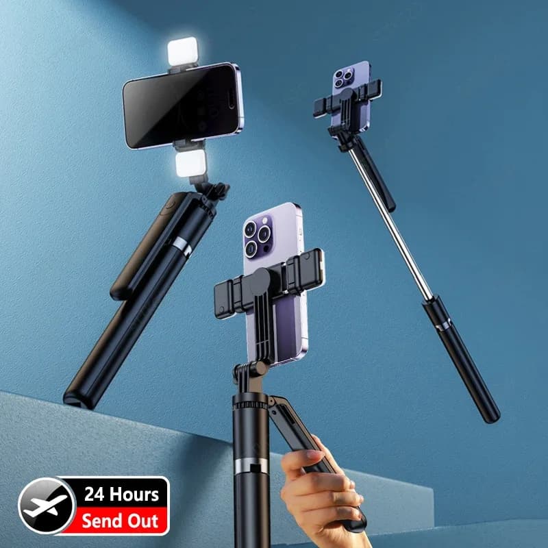 Selfie Stick 1.7 Meter Ultra Long Stretch Portable debounce Phone Holder Bluetooth Remote With Fill light Tripod Stand For Live