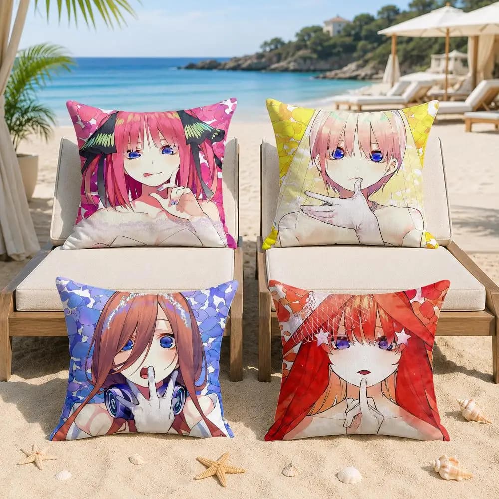 Q-Quintessential Quintuplets Cushion Cover Silky Short Plush Invisible Zipper Dustproof Sofa Pillow Case For Home Decor