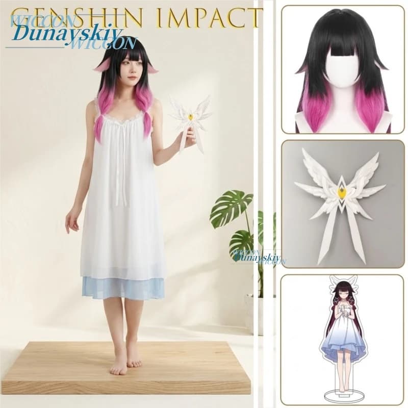 Genshin Impact Columbina Damselette Loungewear Cosplay Full Set With Headwear Eye Mask Accessory Nightgowns Women Kawaii party