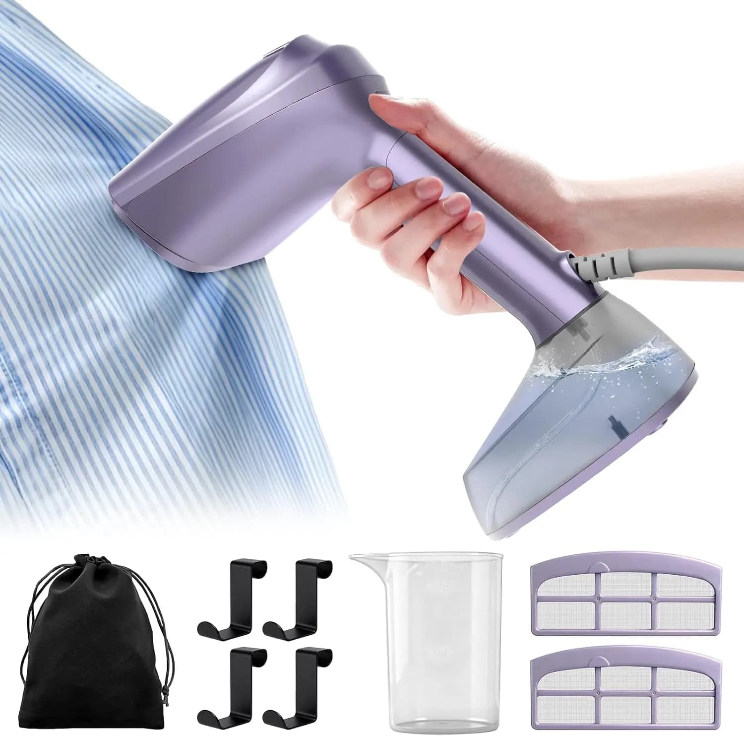Vaporizzatore per Vestiti 3500Pa, Stiratore a Vapore Portatile da Viaggio con Serbatoio da 400ml, Stiratura e Vaporizzazione 2-in-1