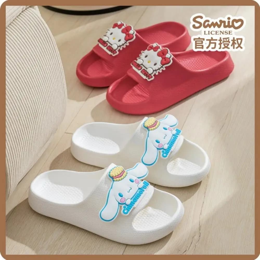 Kawaii Hello Kitty Eva Slippers Sanrio Cinnamoroll Anime Girls Female Summer Beach Outside Anti-Slip Thick Sole 2025 Sandals