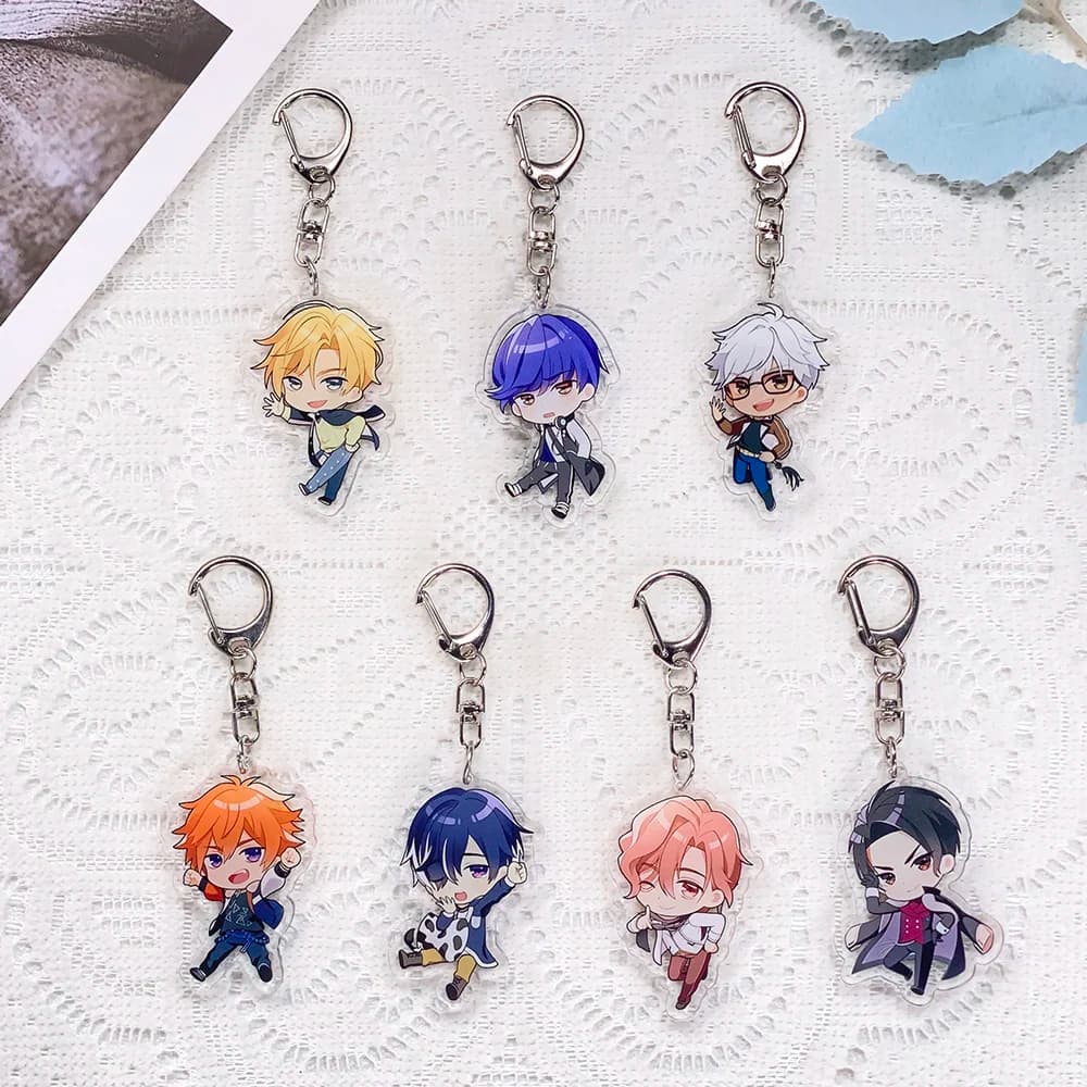 1/7Pcs5 Anime Game Obey Me! Car Keychain Acrylic Keyrings Bag Charms Cute Backpack Pendant Funny Prop Decoration Friends Gifts