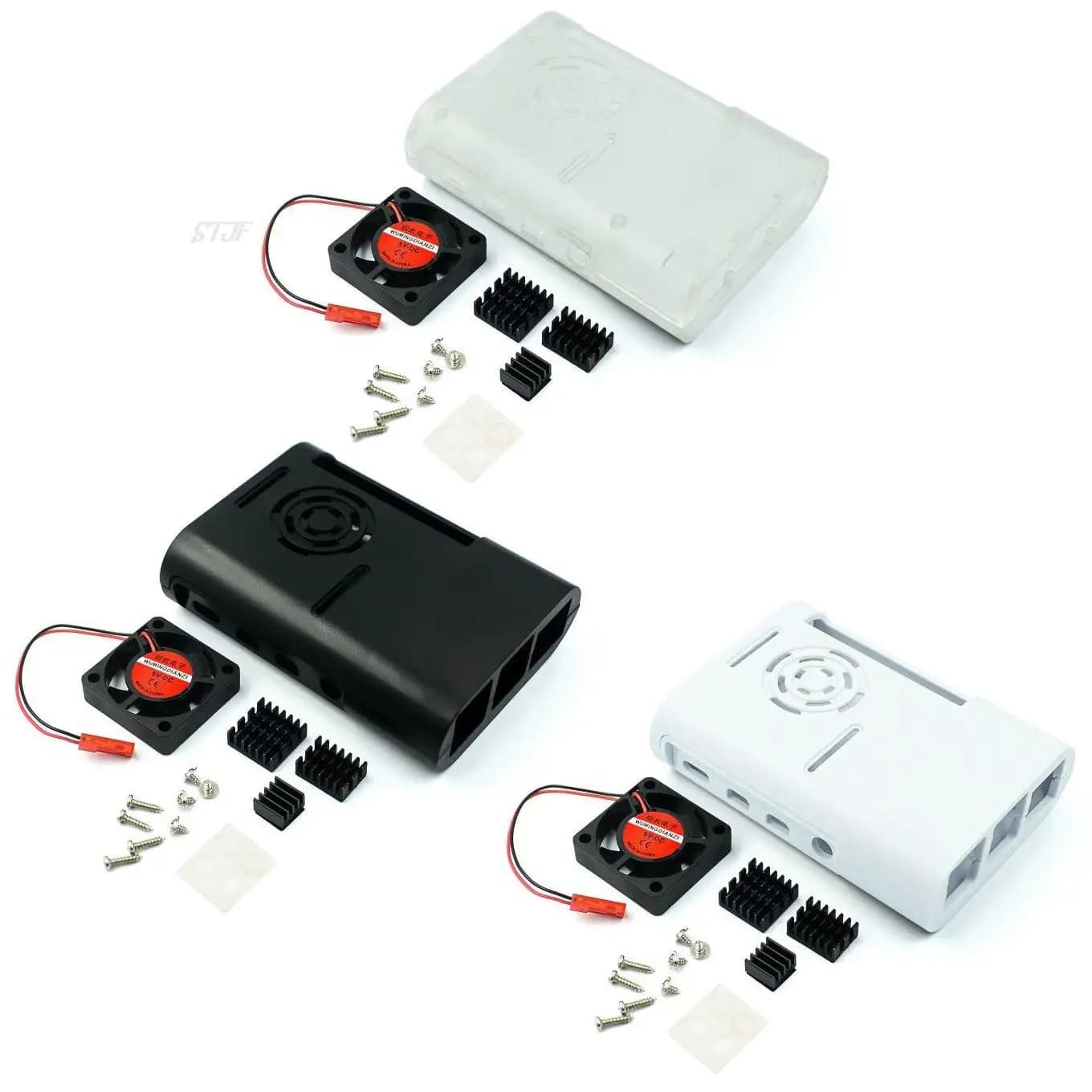 for injection molded ABS housing Raspberry Pi 4B with black and white heat dissipation fan