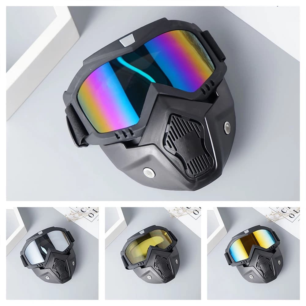 All Season Outdoor Anti Wind Full Face Goggle Mask Anti Glare Lens for Ski Racing Dirt Bike & Mountain Bicycle Sports