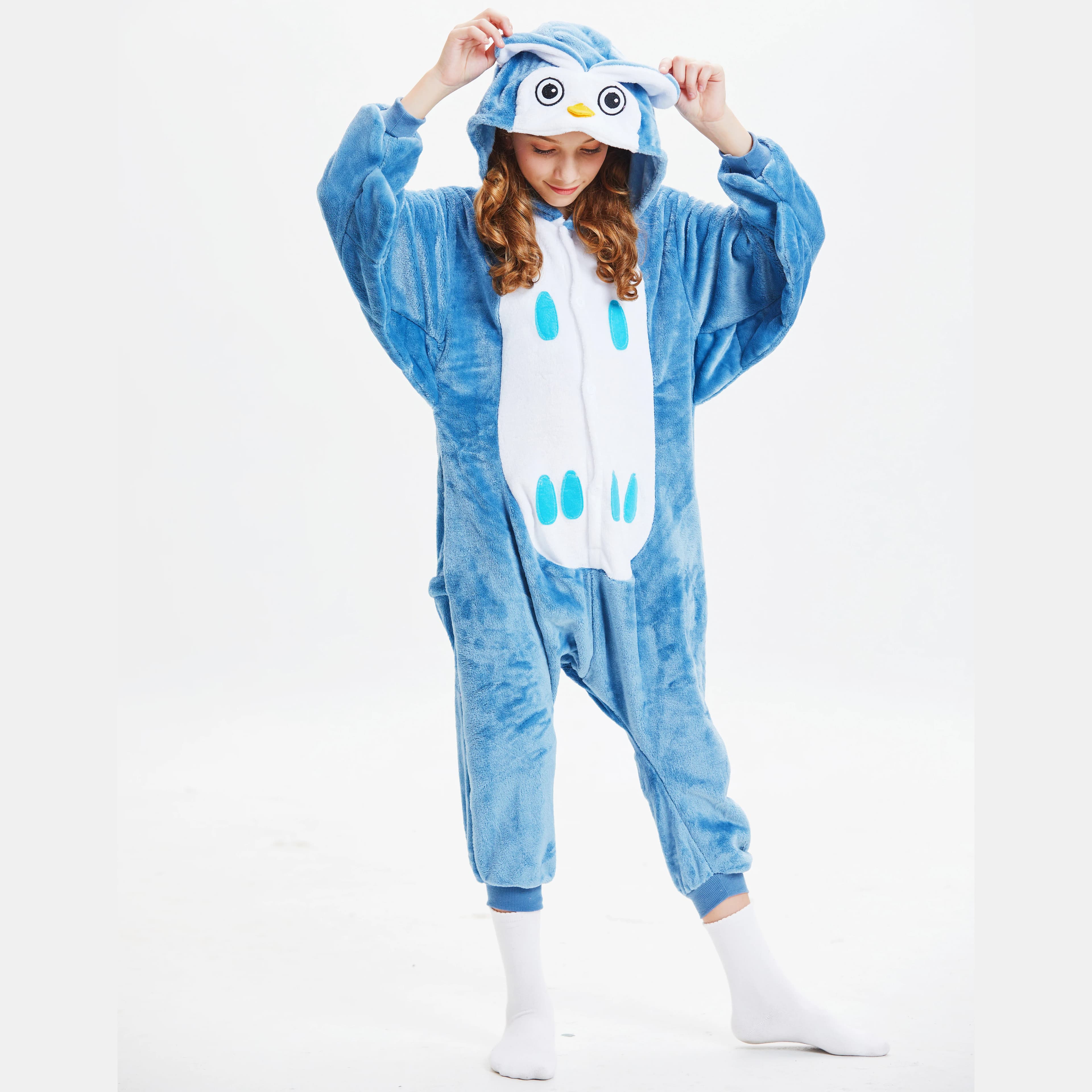 Bambini Autunno Inverno Pigiama di flanella Bambini Indumenti da notte Gufo Kigurumi Onesies Per Ragazzi Ragazze Coperta Sleepers Costumi di Halloween