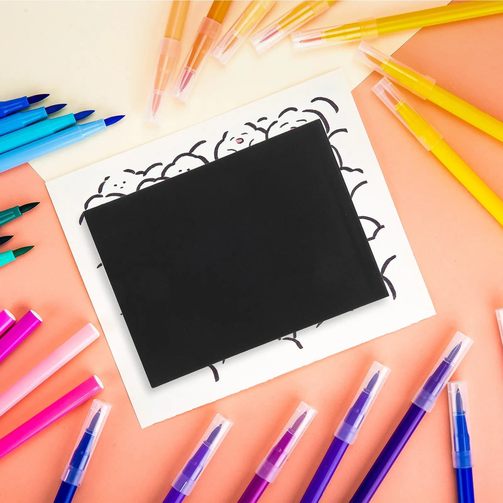 Blank Animation Book Mini Sketch Pad Cartoon Creation Drawing Book Supplies Black Mini Unlined Notebook