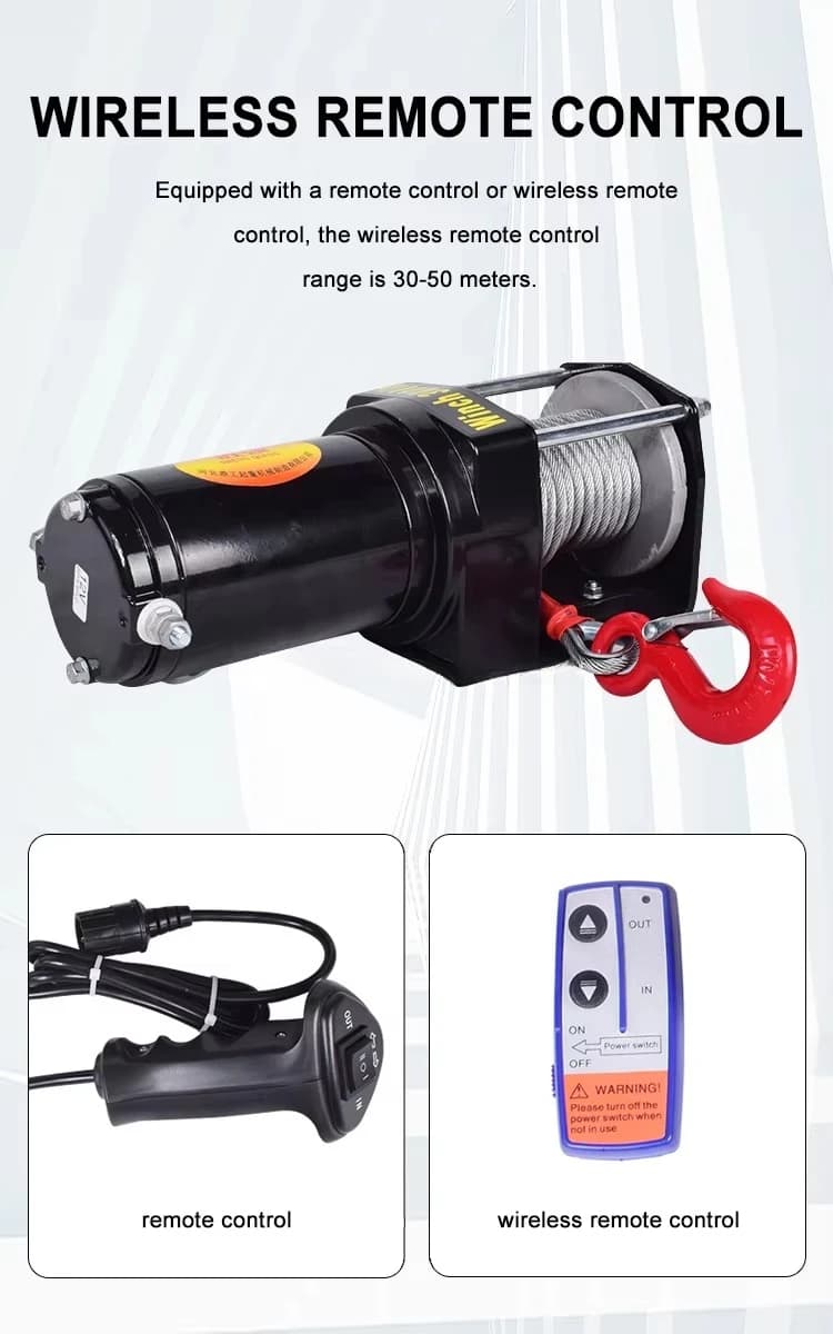Verricello elettrico 12V Ancoraggio per barca da 12.000 libbre con struttura in metallo e imbracatura in fune metallica per il sollevamento di merci
