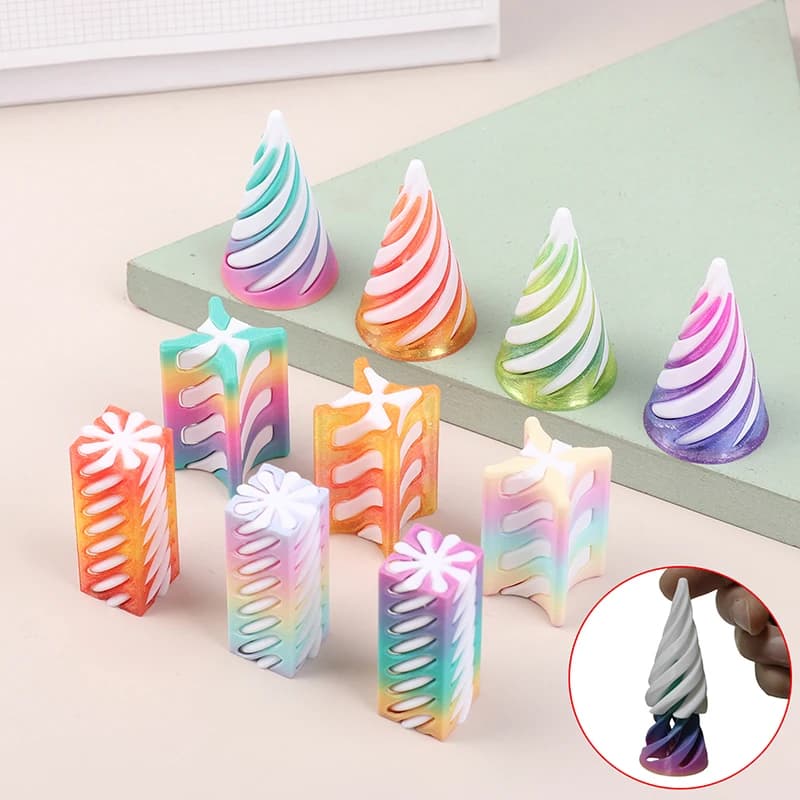 1Pc Mini 3D Spiral Vortex Thread Illusion Cone Toy StressRelief Impossible Pyramid Passthrough Sculpture Fidget Toy Gifts