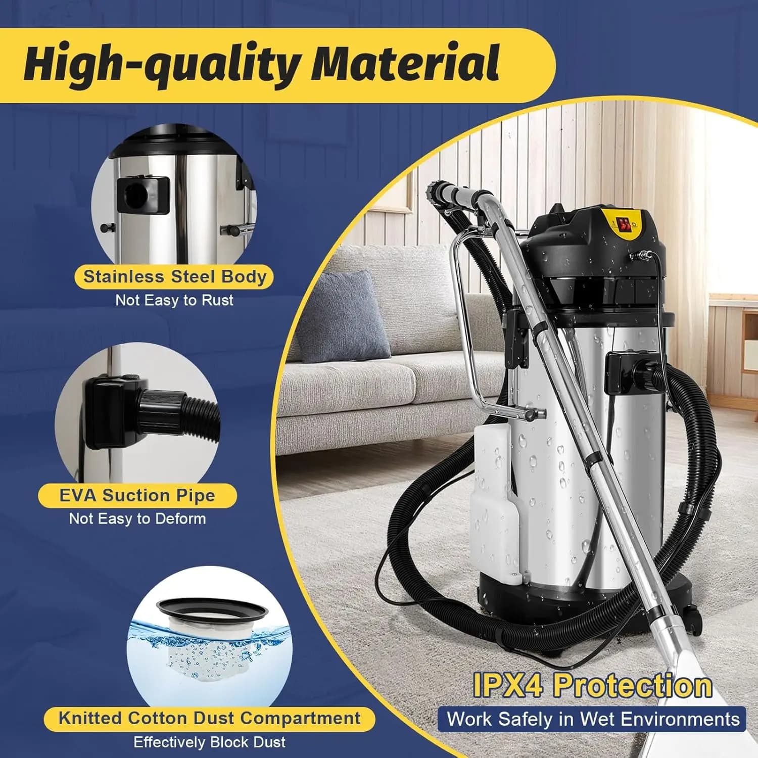 1034W 40L/11Gal Commercial Carpet Cleaner, Cleaning System Floors 3 in 1 Multifunction, Professional Washing Machine