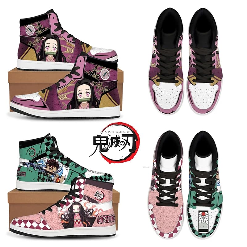 Sneakers Anime Demon Slayer Tanjirou Nezuko Kimetsu, Scarpe da Basket Unisex, Calzature Casual, Regalo per le Feste