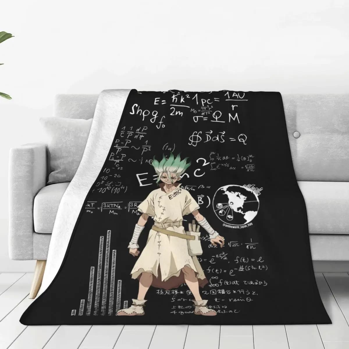 Senku Ishigami Dr Stone Apan Anime Blanket Soft Warm Flannel Throw Blanket Cover for Bed Living room Picnic Travel Home Sofa
