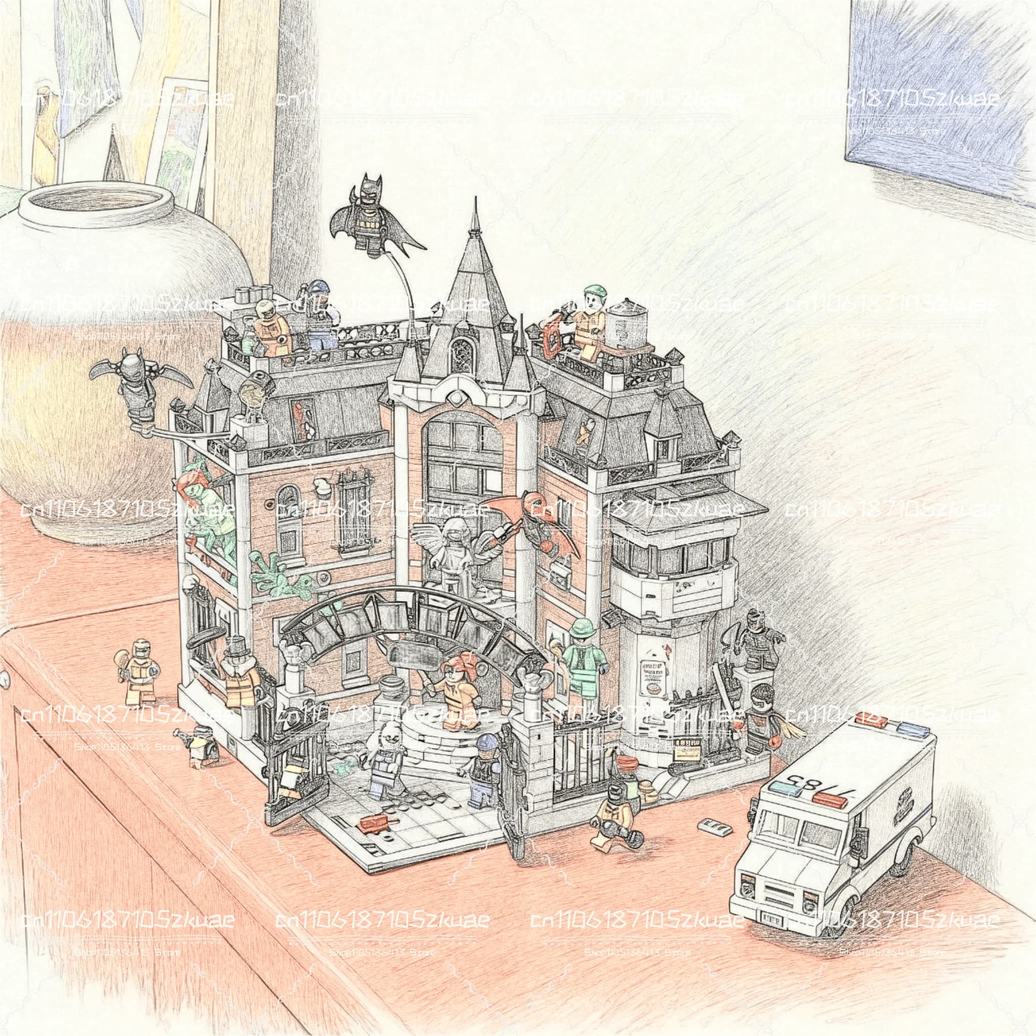 2026 NUOVO MOC Ospedale Psiciatrico Città Street View Modello Puzzle FAI DA TE Assemblaggio Creativo Giocattoli Per Bambini Di Compleanno Regali Di Natale