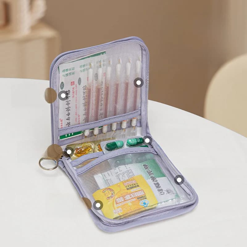 Borsa Medica da Viaggio Portatile, Contenitore per Medicinali d'Emergenza e Protezione Solare per Bambini, Kit di Pronto Soccorso Personale da Viaggio