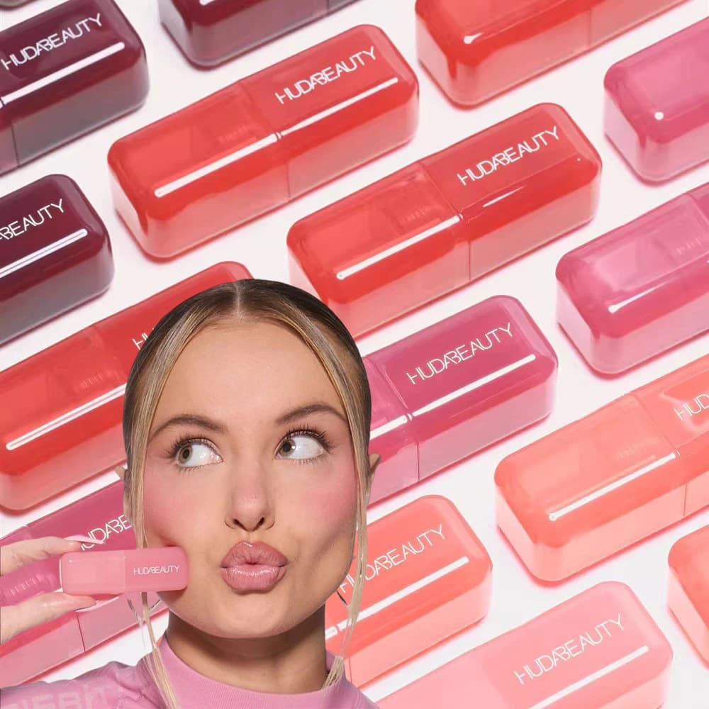 Huda Beauty Blush Filter Soft Glow, Blush Liquido, Lucidalabbra Brillante, Fard, Rossetto, Correttore Effetto Caramella e Bubblegum, Cosmetici