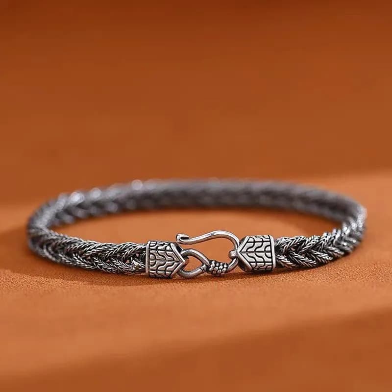 Silver color bracelet hand woven men's and women's retro trendy jewelry