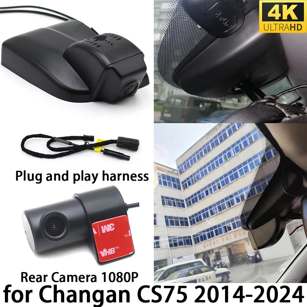for Changan CS75 2014-2024 DVR Dash Cam OEM Front Rear Camera Video Recorder Wifi 2160P Loop Recording 4K