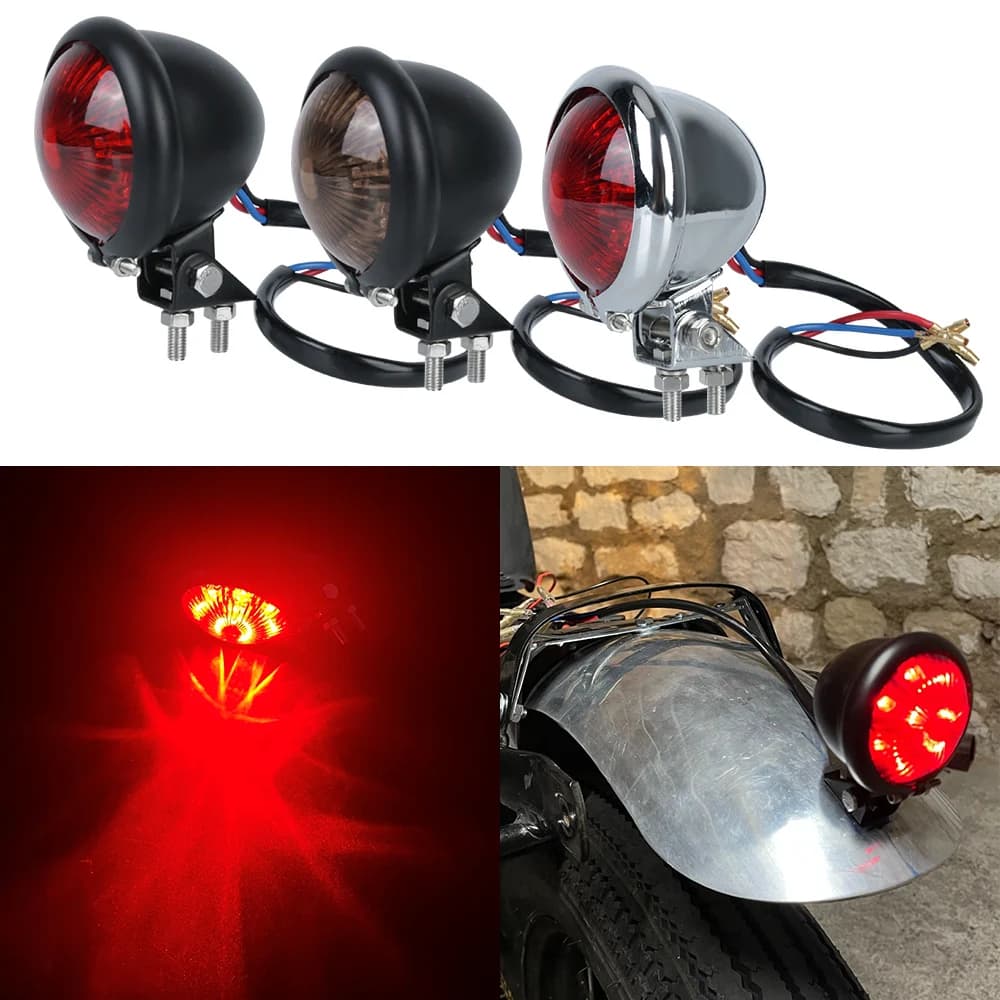 Fanali posteriori 12V Luce freno moto LED Moto Stop Lampada posteriore posteriore Indicatore rosso Lampeggiante ATV UTV Dirt Pit Bike Accessori