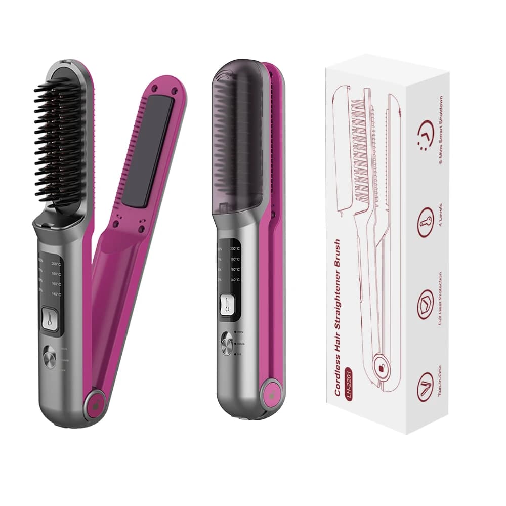 Mini brush to smooth men's beard with private label Brush to smooth wireless electric hair