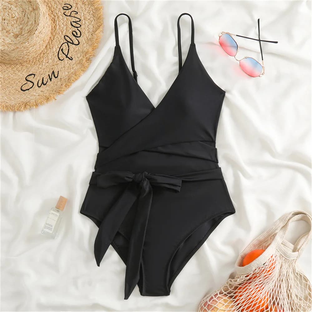 Costume da bagno sexy con fasciatura bikini a vita alta, costume da bagno vuoto, monokini push up senza schienale, costume da bagno da spiaggia, costume da bagno da vacanza