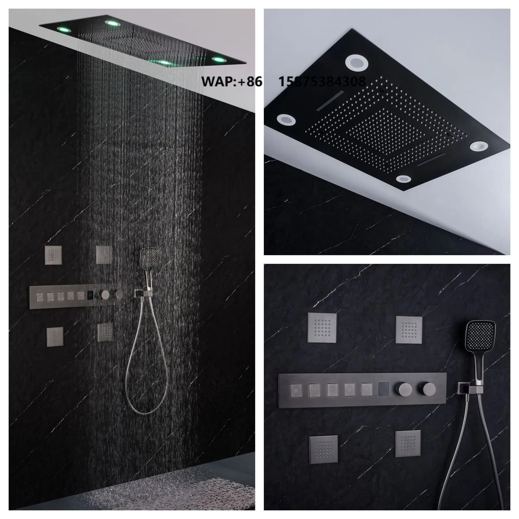 Built-in Recessed Shower Wall-mounted Concealed Shower Ceiling-mounted Thermostatic Shower Set Hidden in Bathroom Ceiling
