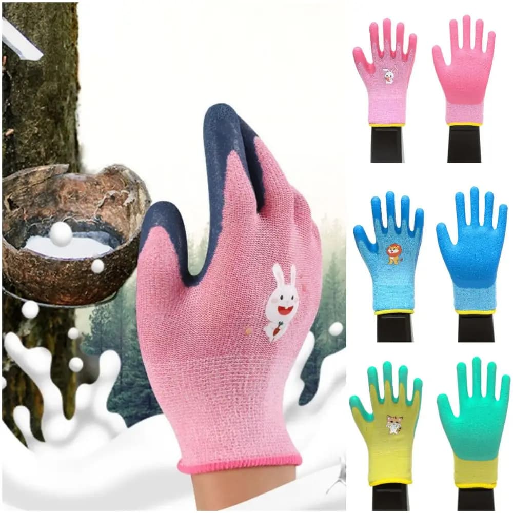 Guanti da lavoro multiuso per bambini Cartoon Animal 13 Aghi Guanti protettivi Guanti rivestiti in lattice antiscivolo traspiranti Raccolta