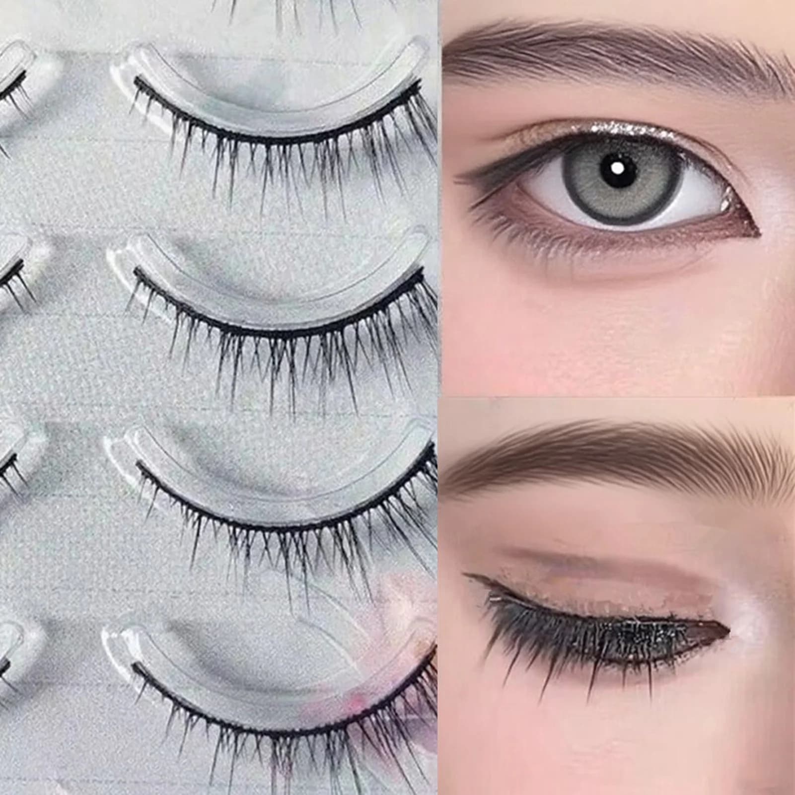 5 Pairs False Eyelashes One-Piece Hard Stem Baby Straight False Eyelashes Natural Look False Eyelashes for Stage Photography